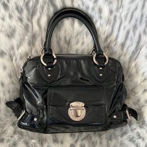 GUC Marc Jacobs black patent leather top handle purse